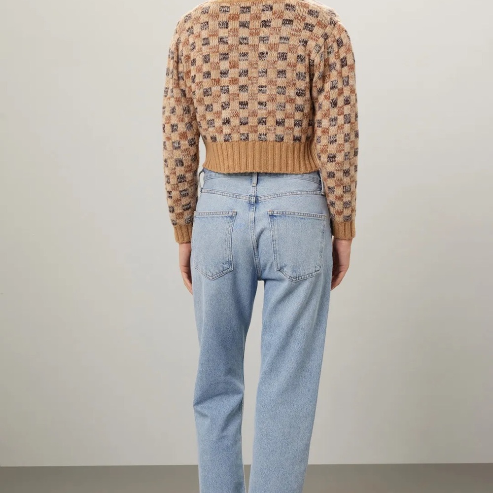 Rebecca Taylor 🥰NWOT Cashmere Wool Sweater Cardigan Jacquard Crop Small Checker - Picture 8 of 16